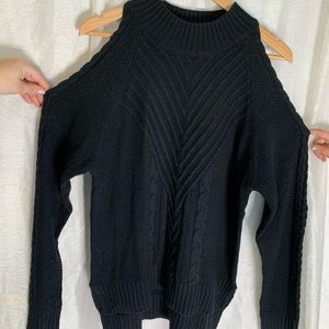 Black shoulder cut out sweater